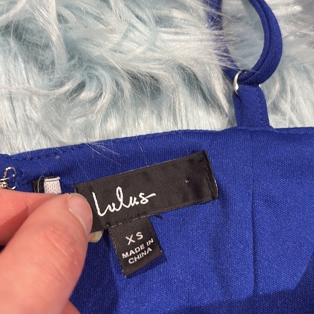 NWOT Lulus Impeccable Essence Royal Blue Surplice Tiered Mini Dress - Picture 4 of 8